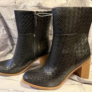 Black Woven Ankle Boots